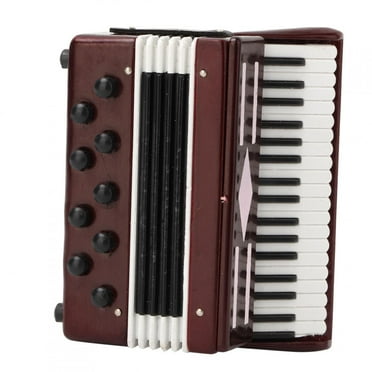 Miniature Wooden Red Accordion Model Instrumental Model With Box Musical Gift