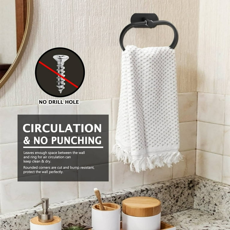 WSBArt Matte Black Self Adhesive Towel Ring Stainless Steel Wall Mount Bathroom Hand Towel Holder Walmart