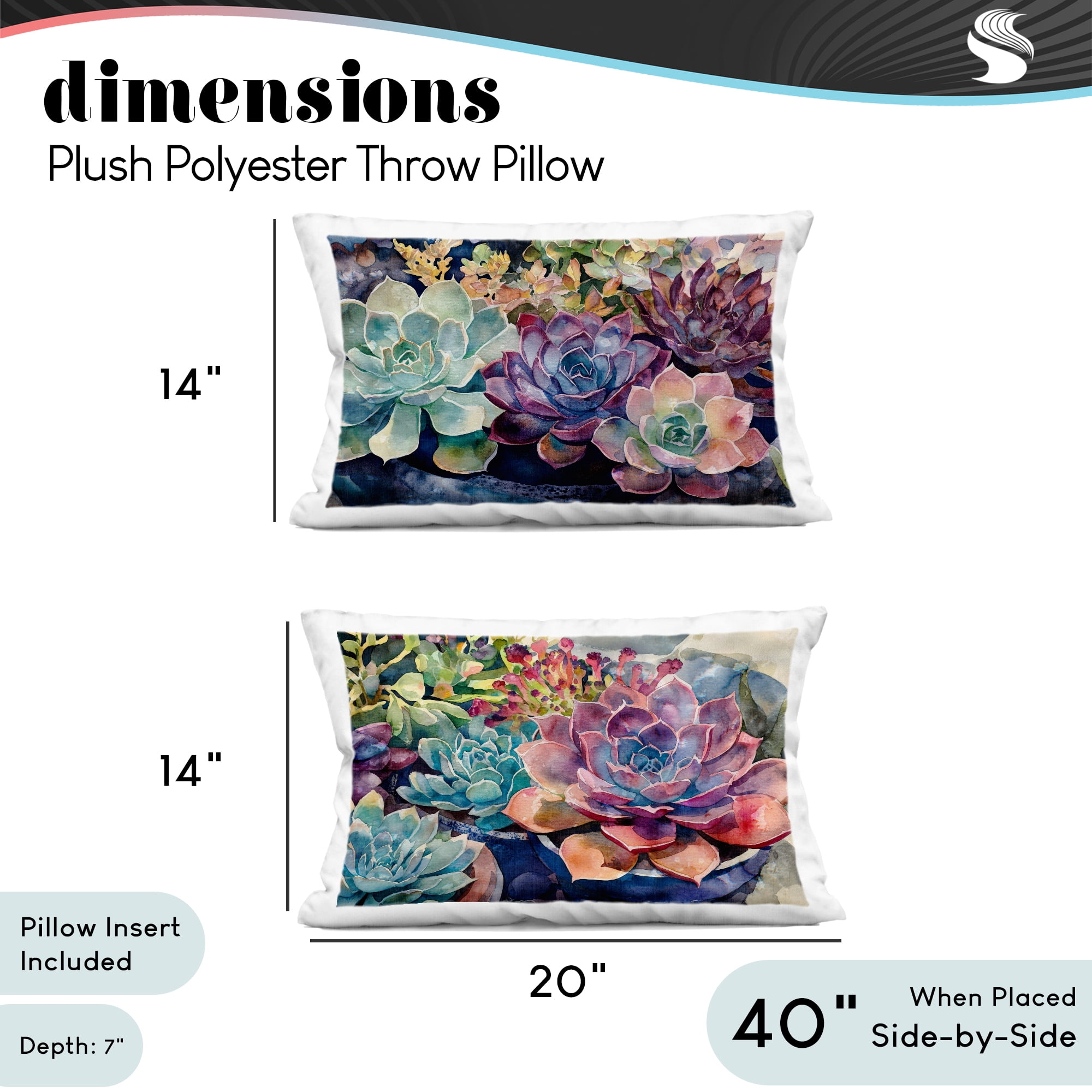 Stupell Industries Sunny Watercolor Succulents 2 Piece Decorative Printed Throw Pillow Set, design by Svetlana Aleynikova