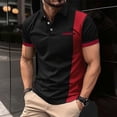 thumbnail image 2 of Charmgo Mens Polo Shirts Clearance, Men's Fashion Spring and Autumn Casual Long Sleeve Button Solid Color Long Sleeve Polo Shirts Top Mens T-Shirts, Polo Shirts for Men Red XXL, 2 of 4