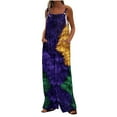 thumbnail image 3 of Feancey Flash Sales Today Clearance Mardi Gras Baggy Overalls for Women Trendy Sequin Print Wide Leg Jumpsuits Carnival Casual Loose Sleeveless Rompers Sparkly Party Jumpsuit Multicolor L, 3 of 8