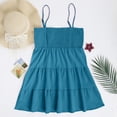 thumbnail image 4 of Womens Sleeveless Smocked Mini Dress Flowy Cute Summer Dresses Boho Spaghetti Strap Tiered A Line Casual Sundress, 4 of 7