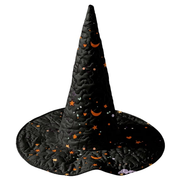 Witch Hat for Women, Halloween Party Costume Hat, Tall Pointed Wide Brim Quilted Cone, Great for Dress Up Cosplay and Festive Parties Black