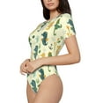 thumbnail image 2 of KLL Women 's Crew Neck Bodysuit Jumpsuits Seahorse Print Short onesies Stretch T Shirts, 2 of 7