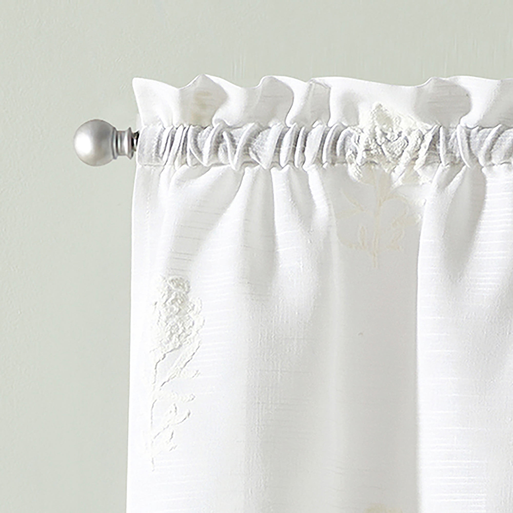Curtainworks Grace Floral Valance White, 1 Piece, Indoor, Rod Pocket, 56" x 14", Adult