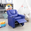 thumbnail image 3 of Naomi Home Kids Push-Back Recliner Chair with Footrest & Cup Holder – PVC, Navy, Ages 3+, 3 of 10