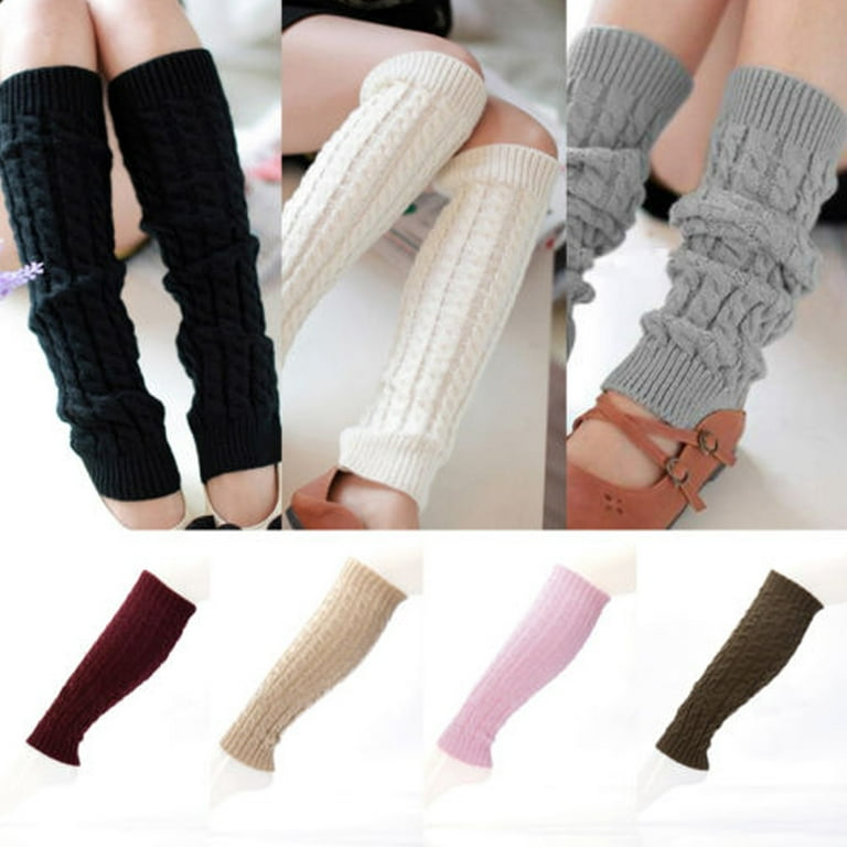 Caitzr Womens Wool Thigh High Stocking Twist Knit Solid Fluffy Over Keen  Socks Winter Warm Long Leggings 