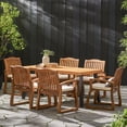 thumbnail image 6 of GDF Studio Cayo Outdoor Acacia Wood 7 Piece Dining Set with Cushion, Teak, Cream, and Rustic Metal, 6 of 7