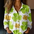 thumbnail image 2 of St Patricks Day Shirt Women Long Sleeve Button Down Loose Green Casual Summer Tops, 2 of 7
