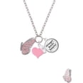 thumbnail image 2 of Delight Jewelry Silvertone Large Translucent Pink Flying Butterfly - Light Pink Heart Nurse Strong Zoe Necklace, 2 of 4