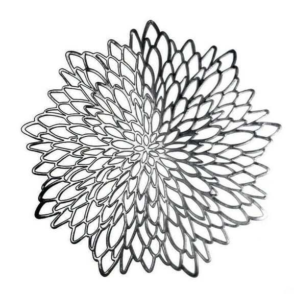 8 Pieces Round Pressed Vinyl Placemats Metallic Hollow Out Leaf Flower Table Mats Decorative 15" Wedding Round Placemat for Holiday Party Reception Home Kitchen Dining Table