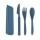 thumbnail image 1 of Zhuge Juego de 2 utensilios de viaje portátiles, cuchillo, tenedor y cuchara de paja de trigo reutilizables, vajilla para viajes, picnic, camping o uso diario (azul), 1 of 5