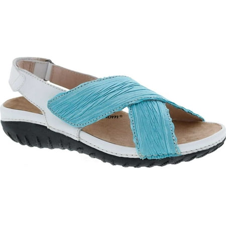 

Women s Drew Bon Voyage Slingback Sandal Blue Fabric 10 M