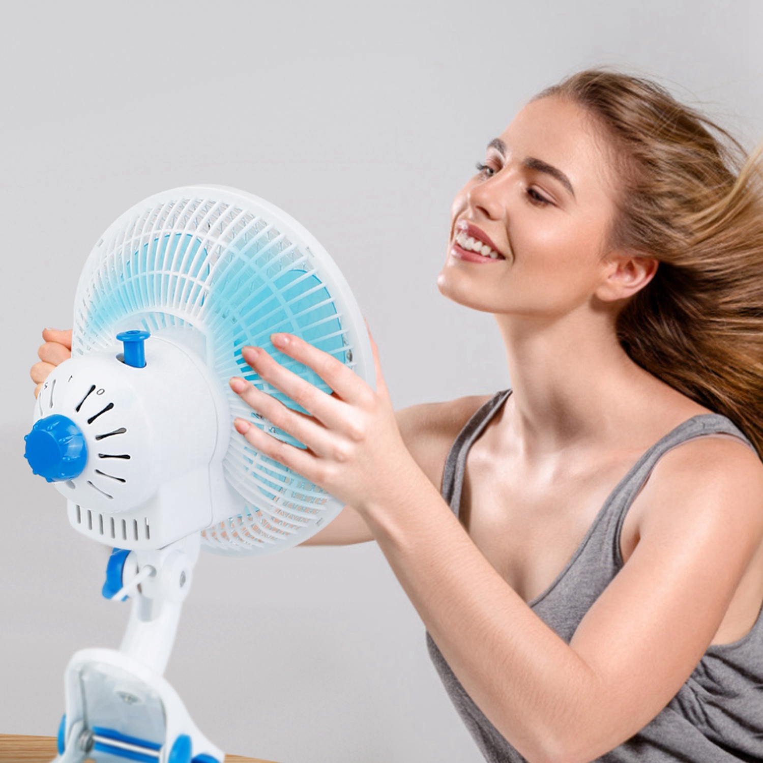 3-in-1 Clip On Fan, Quiet Small Desk Fan with 2 Speeds & Auto Oscillation, Clamp Fan for Office Bedroom Stroller, Safe for Baby