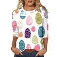 thumbnail image 3 of VKOYWKM Happy Easter Shirts for Women Easter Eggs Graphic Tees 3/4 Sleeve Cute Tops Happy Easter Tshirts Crew Neck Blouses, 3 of 8