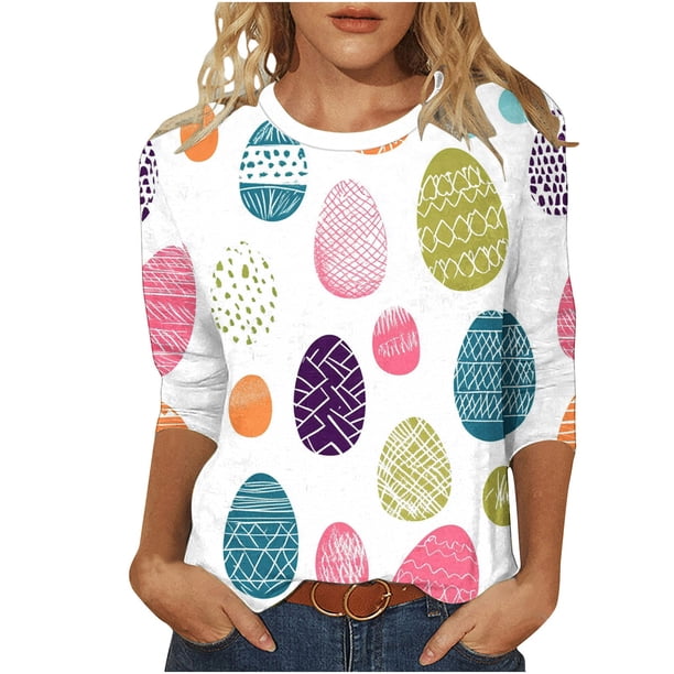 Tops de Cuello Redondo para las Mujeres Carnaval Impreso 3/4 Manga Blusa Casual Verano Suave, Blusas para las Mujeres Casual