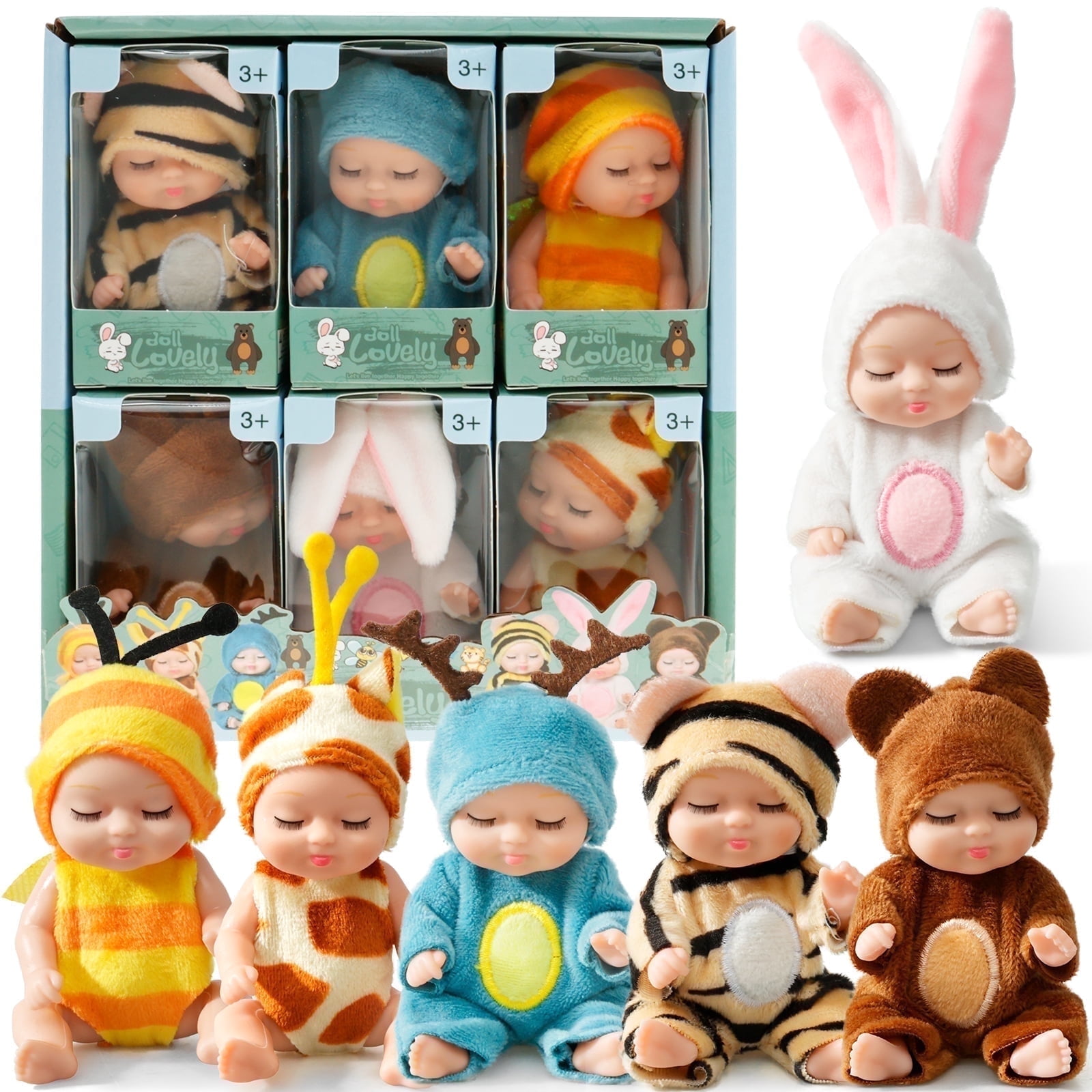LullaBaby Twin Dolls Set with Floral and Star Sleep Sacks