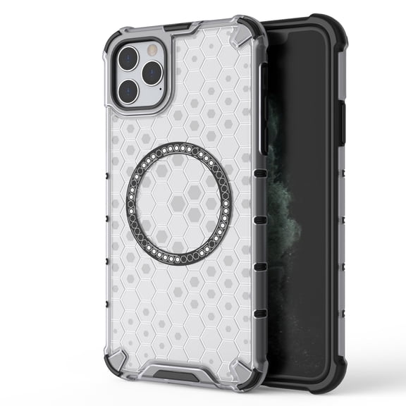 for iPhone 12 Pro / 12 6.1" Phone Case, Magnetic Case [Compatible with Mag Safe] Translucent Honeycomb Pattern Slim Shockproof Anti-fall Anti-Fingerprint Protective Cover Case,White