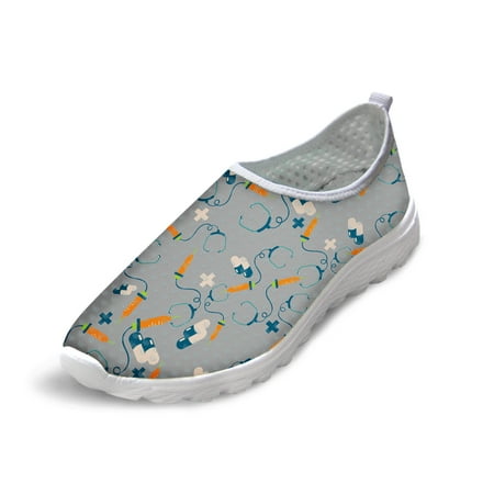 

Large Size Woman Lace Up Mesh Sneakers Cartoon Nurse Printed Flats Shoes Students Casual Spring/Autumn Outdoor Jogging Footwear
