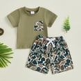 thumbnail image 3 of BemeyourBBs Toddler Baby Boys Camouflage Outfit Infant Baby Boys Summer Clothes Short Sleeve Crew Neck T-shirt with Elastic Waist Camo Shorts Set, 3 of 7