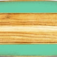 thumbnail image 4 of Wooden Surfboard Shape Wall Art with Mounting Hardware, Brown and Aqua Blue- Saltoro Sherpi, 4 of 5