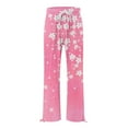 thumbnail image 4 of Jxximdong Palazzo Pants for Women, Retro Printed Fashionable Drawstring Loose Pants High Waist Casual Pants Wide Leg Pants, Pink Womens Casual Trousers, 4 of 5