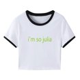 thumbnail image 2 of NuoCaiYun Womens Summer Crop Tops Short Sleeve T Shirts Crew Neck Letter Print Casual Graphic Tees Fashion Trendy Blouses, 2 of 6