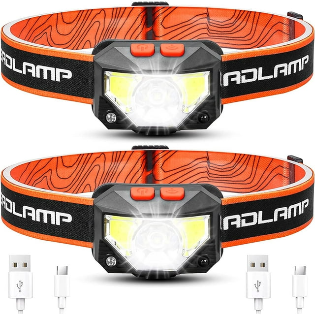 2 Pack USB Rechargeable LED Headlamp with 8 Lighting Modes for Running,Rideing,Climbing ,Fishing