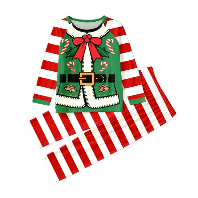 LUOGENLI Pyjamas de Noël Hommes Rouges Pyjamas Assortis pour la Famille Père Enfants Tenue de Nuit des Fêtes Tenue Familiale Douillette pour Séance Photo Vert Taille 9-10 Ans
