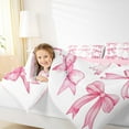 thumbnail image 4 of Manfei Cute Bow Knot Queen Comforter Set 3 Pieces for Kids Girls, Kawaii Ribbon Bowtie Bedding Sets, Princess White Pink Bedding Comforter Set, Ultra Soft Home Decor, 4 of 8