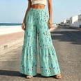 thumbnail image 6 of Women's Casual Floral Print Lounge Pants Elastic Waist Loose Fit Wide Leg Trousers,Lightweight Beach Pants with Pockets, 6 of 7