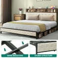 thumbnail image 4 of Dextrus King Size Bed Frame with Storage Headboard and Charging Station, No Box Spring Required, Beige, 4 of 7