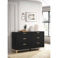 thumbnail image 6 of Maklaine 6-Drawer Contemporary Wood Dresser in Black and Gold, 6 of 8