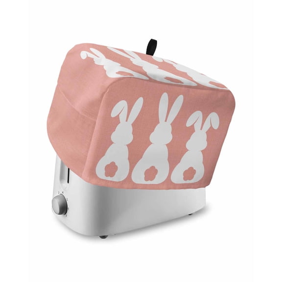 Fsddascl Easter Bunny Toaster Cover 2 Slice, Small Kitchen Appliance Covers, Cute Rabbit Family Vintage Pink Abstract Toaster Oven Cover with Loop, Bread Machine Cover Polyester Dust Cover Protection