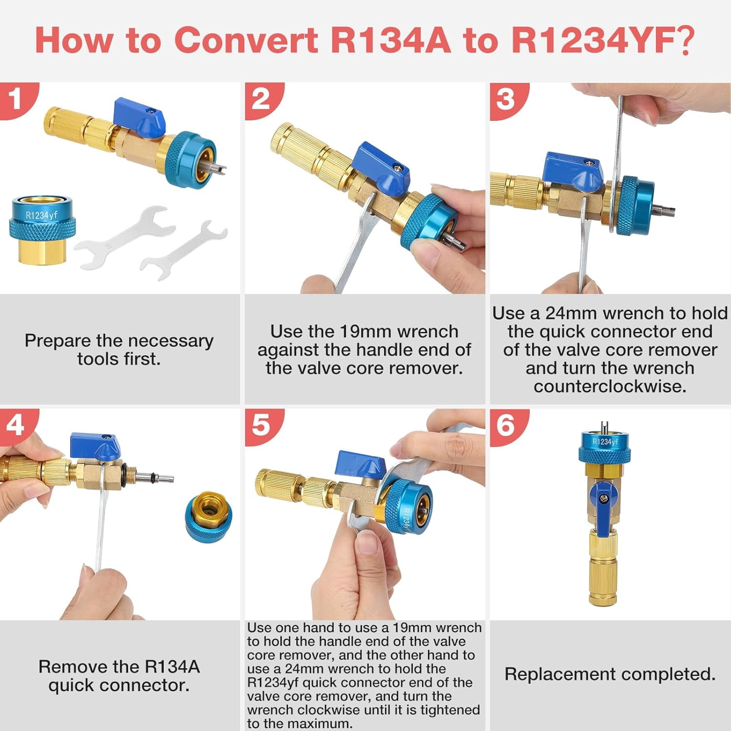 WADEO R134A R1234YF Valve Core Quick Remover Installer Tool Set