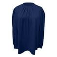 thumbnail image 4 of Womens Long Sleeve Shirts Pleated Crew Neck Tops Loose Fit Color: Blue Size: M, 4 of 5