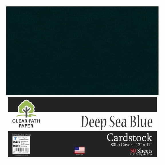 Deep Sea Blue Cardstock - 12 x 12 inch - 80Lb Cover - 50 Sheets - Clear Path Paper