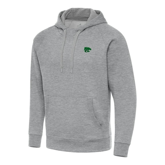 Men's-Antigua  Heather Gray Kansas State Wildcats St. Patrick's Day Fleece Raglan Victory Pullover Hoodie