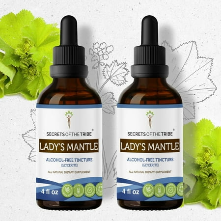 Secrets Of The Tribe Lady's Mantle Tincture Dietary Supplement, Natural Herbal Extract for Hormonal Balance Support, Lady's Mantle (Alchemilla vulgaris) Dried Herb, Alcohol-Free Extract, Drops 2x4 oz