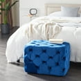 thumbnail image 2 of DecMode 19" x 28" Blue Velvet Traditional Ottoman, 2 of 6
