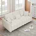 thumbnail image 3 of Modern Cloud Sofa, 80.7" Teddy Fabric with Deep Seat Cushions, Easy Assembly & Low Maintenance for Living Room, Bedroom, Apartment Office, Off White, 3 of 8