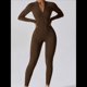 thumbnail image 5 of Mono de Entrenamiento de Larga para Mujer, con Cremallera, Pantalón y Mono Ajustado. Café de Té Asesinado M, 5 of 10