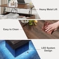 thumbnail image 4 of Blotout Lift Top Coffee Table with LED Lights, Square Coffee Table with Hidden Storage, Adjustable Lift Tabletop, Modern Wood Central Table for Living Room, Brown, 4 of 9