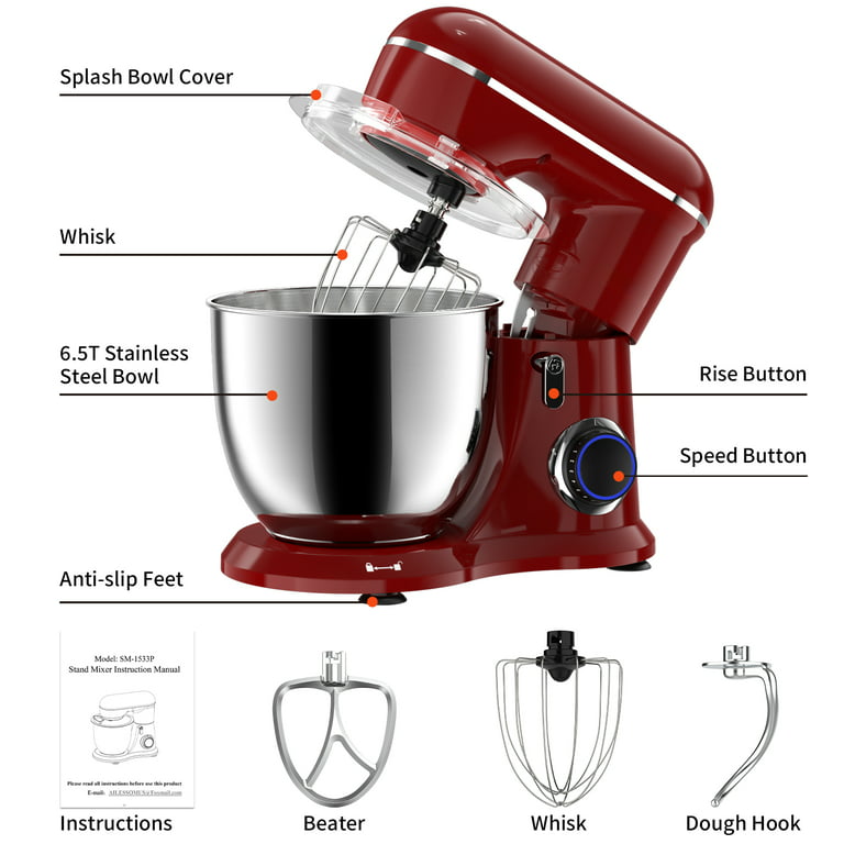 Samsaimo Stand Mixer,6.5-QT 660W 10-Speed Tilt-Head Food Mixer, Kitchen  Electric Mixer with Bowl, Dough Hook, Beater, Whisk for Most Home Cooks,  (6.5QT, Almond Cream? 
