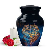 Yatskia Golden Music Little Cremation Keepsake Urns for Human Ashes Adult Brother and Sister, Mini Funeral Burial Urn for Ashes Adult Male, (Classic Pack of 1, 3 Inch)