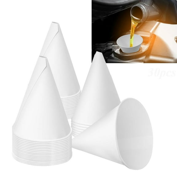 Paper Funnels for Motor Oil Disposable Funnel for Other Liquids 30pcs (3.5×4.2in)