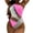 Pink, variant on WREESH Womens One Piece Swimsuit Color Block Swim Suits Hollow Out Patchwork Bikini Push-Up Padded Swimwear Beachwear Set Sleeveless Bathing Suits White