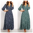 thumbnail image 4 of MAWCLOS Womens Long Sleeve Bohemian Floral Maxi Dresses Loose Casual High Waist Boho Printed Maxi Dress Beach Party Dress, 4 of 5