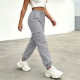 thumbnail image 4 of Cmfcve Cargo Pants for Women Lightweight Hiking Pants High Waist Drawstring Casual Joggers with Pockets, 4 of 6