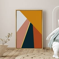 PixonSign Framed Canvas Print Wall Art Blue Mountain Silhouette Nature Wilderness Illustrations Modern Art Rustic Relax/Calm Multicolor Ultra for Living Room, Bedroom, Office - 16"x24" Natural